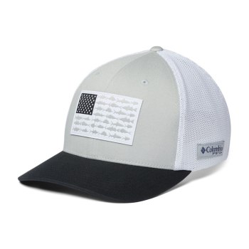 Columbia PFG Mesh Fish Flag Ball, Gorras Grises Blancos Negros Para Mujer | 506312-UFB